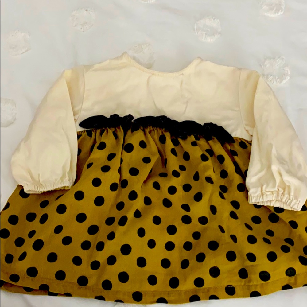 ZARA Cream, Gold, & Gray Polka Dot Dress